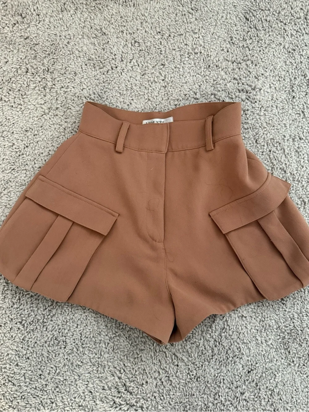 House of CB Camel/Tan High-Waist Cargo Shorts
